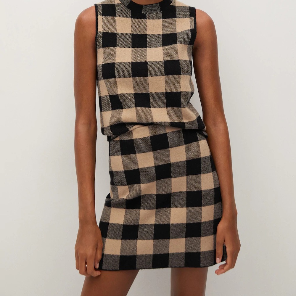 Mango Checked Mini Skirt